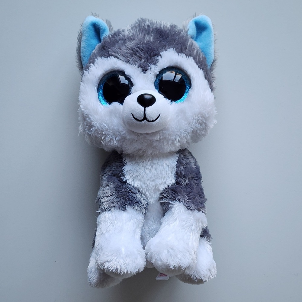 Ty Beanie Boos Slush Husky Plush 10 Inch Grey White Blue Eyes Toy‎ Stuffie Dog